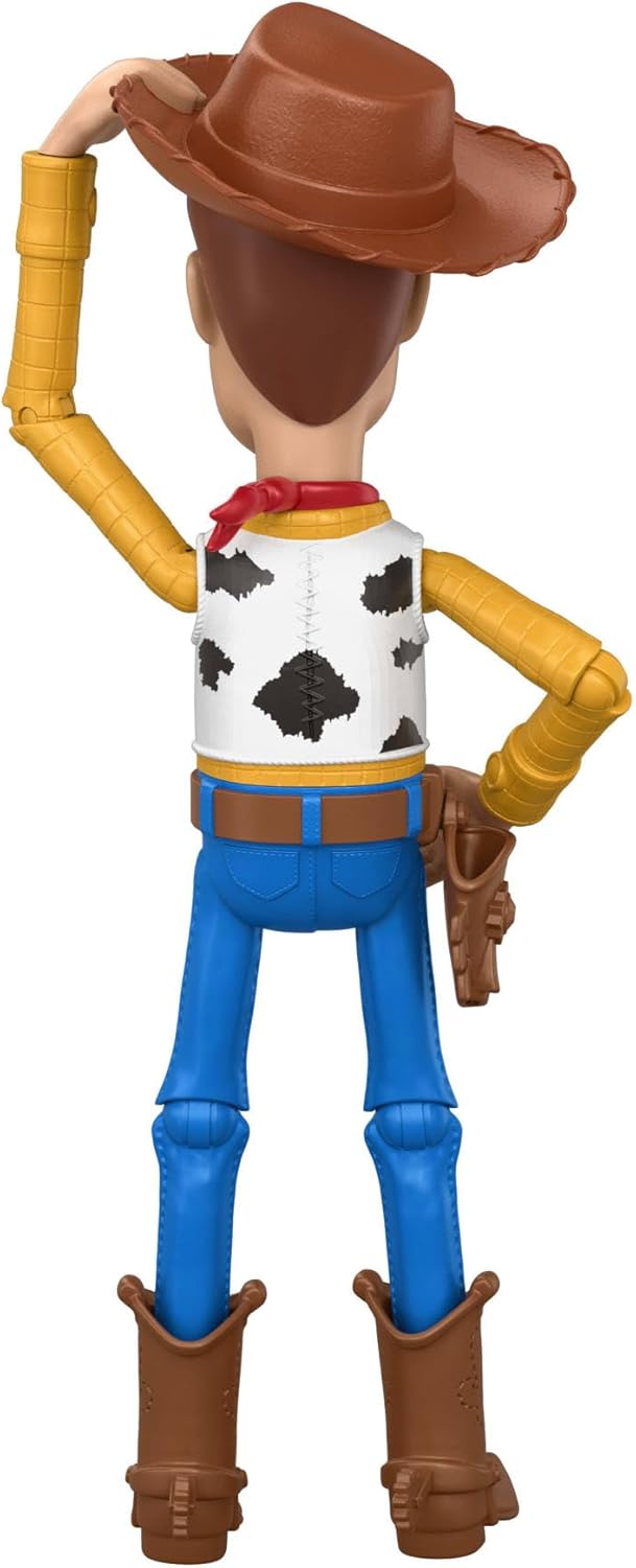 Mattel Disney en Pixar Toy Story 5 grote Woody figuur van 30 cm, Howdy Partner speelgoed uit de film met kantelbare hoed, 14 beweegbare gewrichten, JKV38