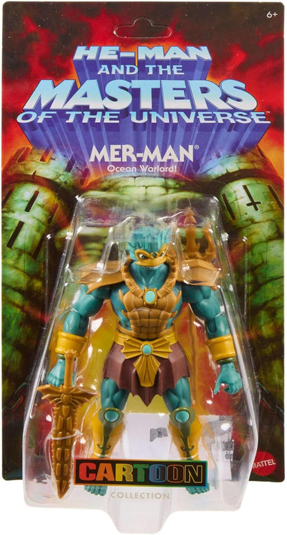 Masters of the Universe Origins Action Figure 200X Cartoon Collection Mer-Man, 5.5 Inch 1980s MOTU TV Villain, Detailed Design Trident & Sword, JHK02