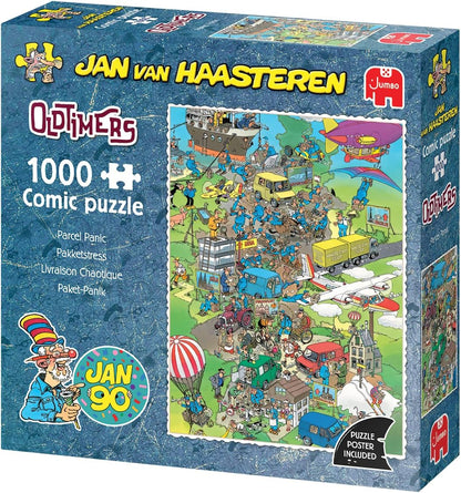 Jan van Haasteren Parcel Panic, Oldtimers – 1000 Teile Puzzle Für Erwachsene & Teens – Lustiges, Kniffliges Wimmelbild Puzzle Für Geburtstag & Weihnachten – 100% Recycelter Karton 68 x 49 cm – Jumbo