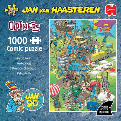 Jan van Haasteren Parcel Panic, Oldtimers – 1000 Teile Puzzle Für Erwachsene & Teens – Lustiges, Kniffliges Wimmelbild Puzzle Für Geburtstag & Weihnachten – 100% Recycelter Karton 68 x 49 cm – Jumbo