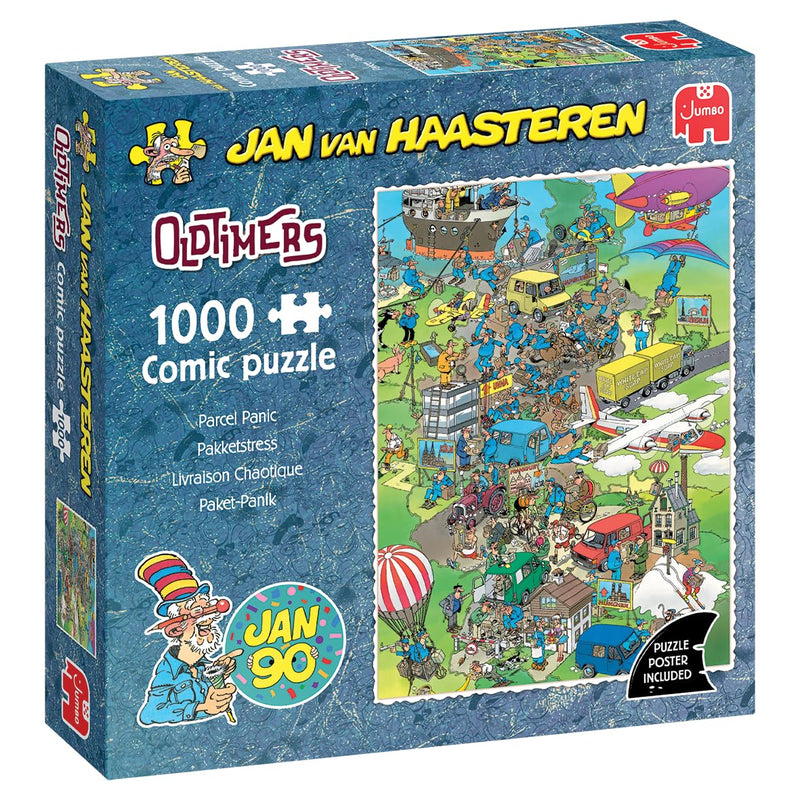 Jan van Haasteren Parcel Panic, Oldtimers – 1000 Teile Puzzle Für Erwachsene & Teens – Lustiges, Kniffliges Wimmelbild Puzzle Für Geburtstag & Weihnachten – 100% Recycelter Karton 68 x 49 cm – Jumbo