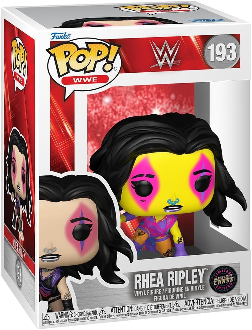Funko POP! WWE: Wrestle Mania 40 - Rhea Ripley - 1 in 6 chance of receiving the rare Chase variant (Black Light) - Collectable Vinyl Figure - Gift Idea - Official Merchandise - Toys For Kids & Adults