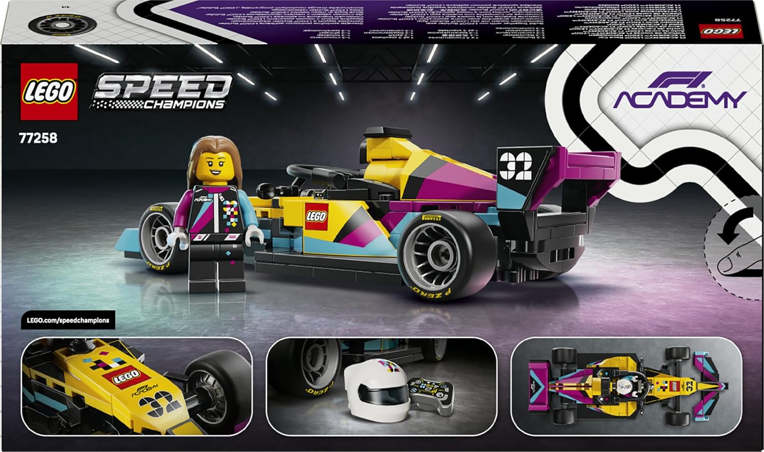 LEGO Speed Champions F1 ACADEMY Race Car Toy - Model Kit w/a Female Formula 1 Driver Minifigure - Birthday Gift for 10+ Year Old Girls, Boys & Adult Motorsport Fans - 77258
