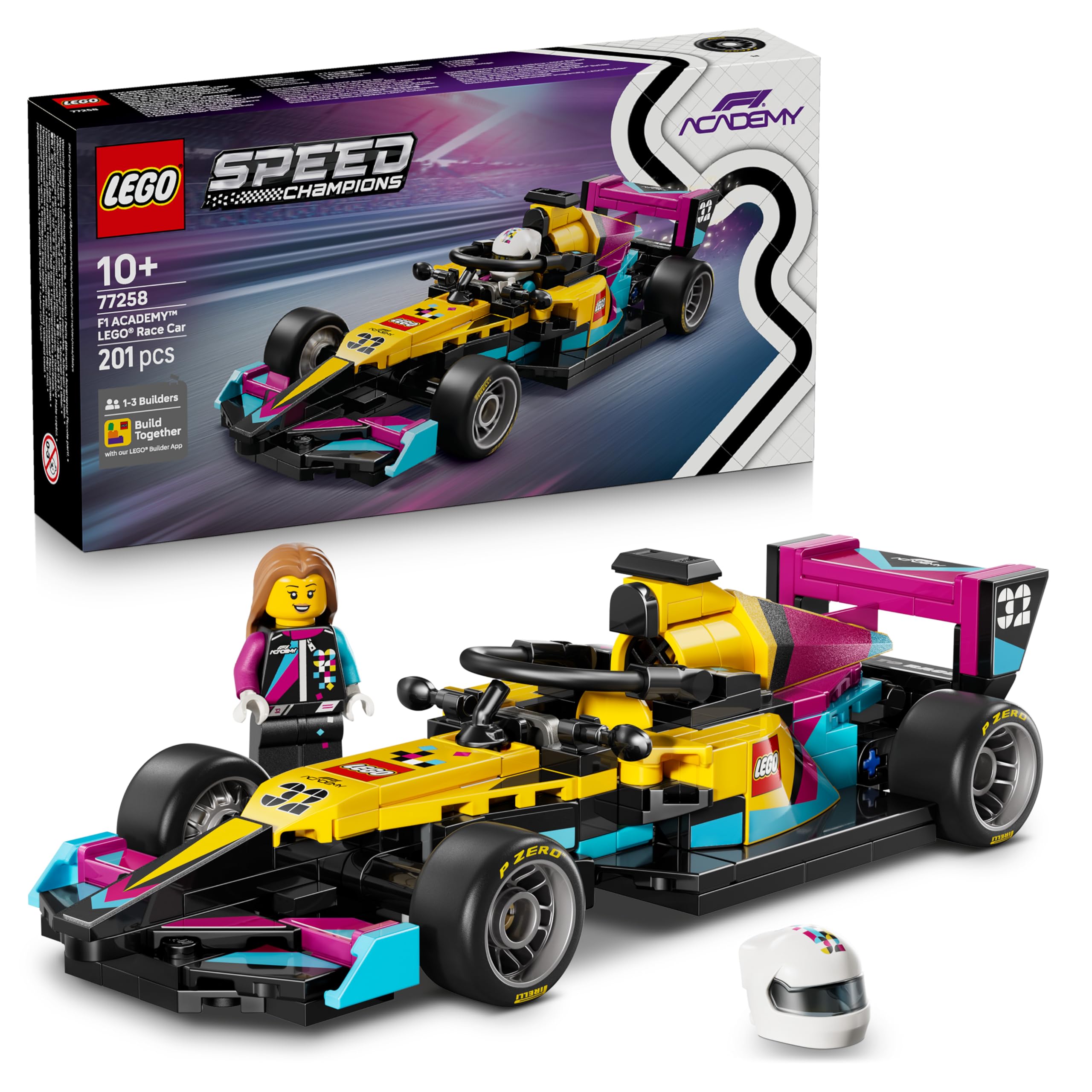 LEGO Speed Champions F1 ACADEMY Race Car Toy - Model Kit w/a Female Formula 1 Driver Minifigure - Birthday Gift for 10+ Year Old Girls, Boys & Adult Motorsport Fans - 77258
