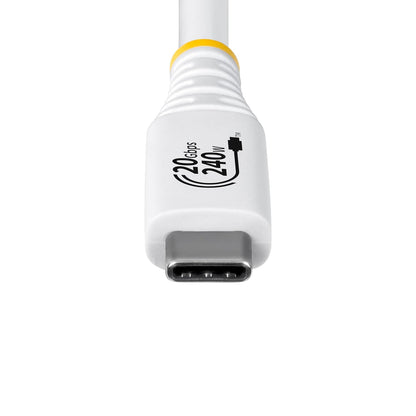StarTech.com Câble USB 4 de 2 m, 20 Gbps, Câble USB-C Certifié USB-IF, PD EPR 240 W, DP 1.4 4K 120 Hz, Gaine TPE, Cordon USB-C Blanc