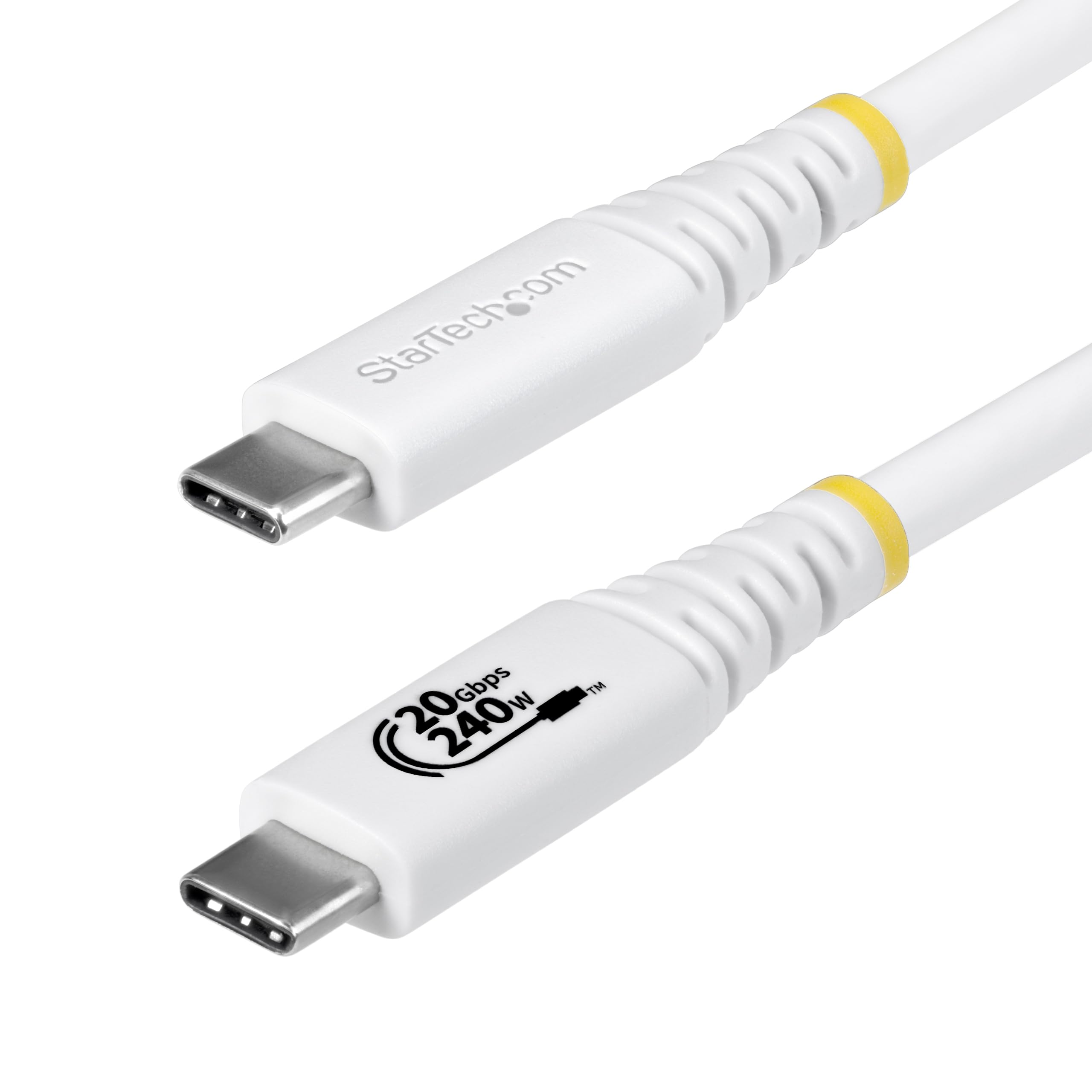 StarTech.com Cable USB4 2m - Cable USB-C Certificado USB-IF - 20Gbps - 240W - 4K120 - DP 1.4 - Cable USB Tipo C - TPE - Blanco