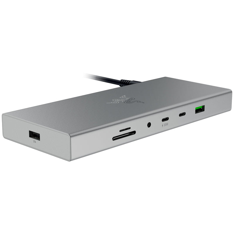 Razer USB 4 Dock - USB High-Speed-Dock - Supporto doppio display, ricarica dispositivi (3x USB-C, 5x USB-A, HDMI, DisplayPort, Gigabit Ethernet) Bianco