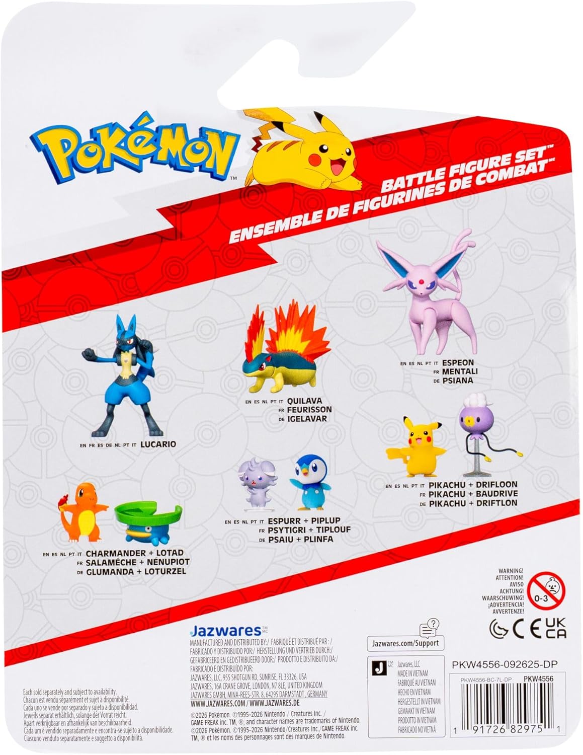Pokémon Battle Figure 3 Pack - Features 2-Inch Metapod (with Stand) and Pikachu plus 3-Inch Hawlucha Battle Figures