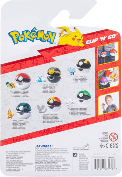 Pokémon PKW4607 - Clip 'N' Go Pokéball - Sheinux and Ultraball, Official Pokéball with Movable 5 cm Figure