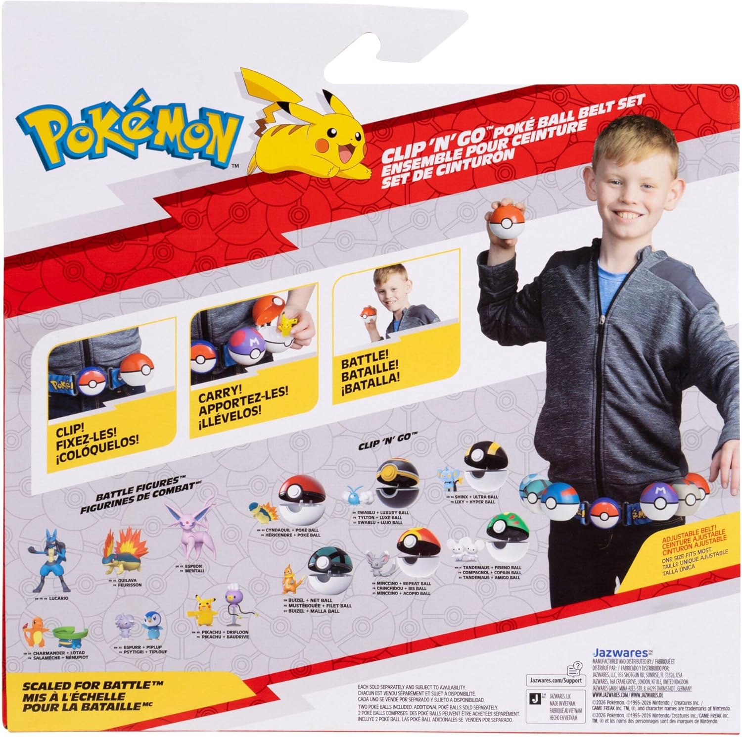 Pokémon Fenniken Clip ‘N’ Go Belt Set - 2-Inch Fenniken Battle Figure with Poké Ball, Friend Ball, and Fire-Type Themed Belt