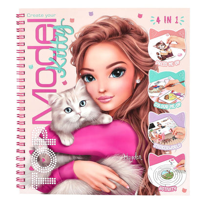 Depesche 14213 TOPModel - Create Your Kitty Colouring Book with 92 Pre-Printed Pages for Painting, Stickers, Puzzles and Filling, Includes 5 Sticker Sheets
