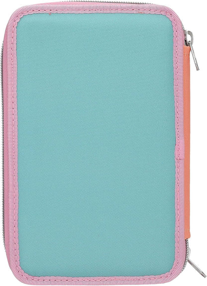 Depesche 14100 TOPModel Music Filled Pencil Case with 3 Compartments in Pink, Apricot and Turquoise, with Model Motif and Glitter, Pencil Case with Colouring Pencils, Scissors, Ruler and Much More