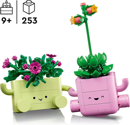 LEGO Botanicals Schommelende Plantjes - Kunstplanten Bouwpakket voor Kinderen en Volwassenen - Incl. 2 Nepplanten en 2 Pastelgekleurde Potten - Slaapkamerdecoratie - DIY Cadeau vanaf 9 Jaar - 11506