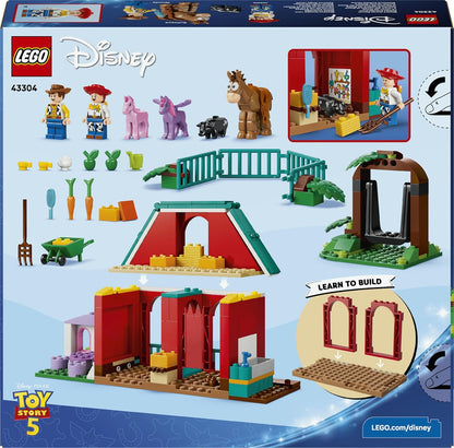 LEGO|Disney Pixar Blaze's Horse Ranch Toy - incl. Woody & Jessie Minifigures plus 2 Horses, Pegasus & Pig Animal Figures - Gift for 4+ Year Old Girls, Boys & Toy Story 5 Fans - 43304