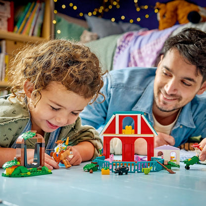 LEGO|Disney Pixar Blaze's Horse Ranch Toy - incl. Woody & Jessie Minifigures plus 2 Horses, Pegasus & Pig Animal Figures - Gift for 4+ Year Old Girls, Boys & Toy Story 5 Fans - 43304