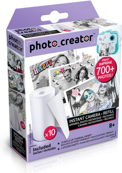 Photo Creator Instant Camera Refill 10 Pack, Photo Creator, Over 700 Prints, Instantly Dry, Personalise Prints with Cool Stickers!, White (CLK 005