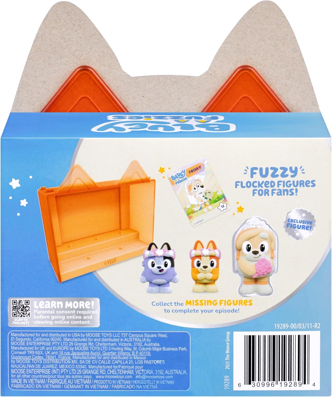 Bluey Fuzzies afleveringspakket: Het teken. met 3 speciaal gevlokte verzamelfiguren (incl. 1 Exclusief), Display case, verzamelkaarten en verzamelgids. 80 te verzamelen in serie 1!