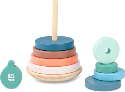 BS Toys Stapelringen van hout, 8 ringen, basis en hoofd, 1 speler, vanaf 18 maanden