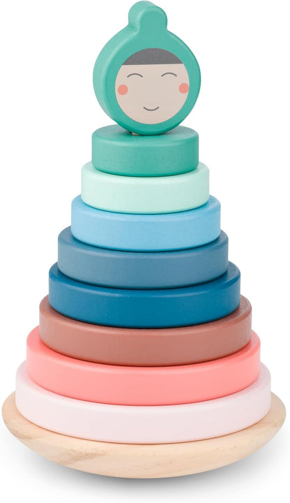 BS Toys Stapelringen van hout, 8 ringen, basis en hoofd, 1 speler, vanaf 18 maanden