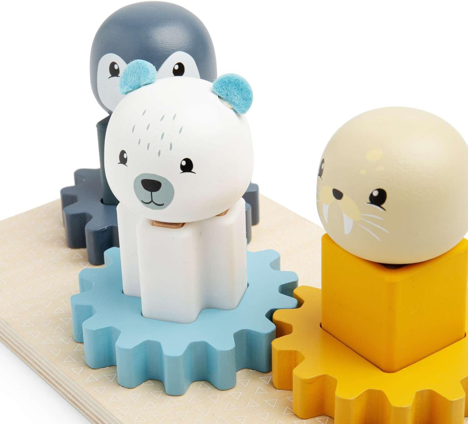 Bigjigs Toys Arctic Animal Cog Puzzles Board - 10-delig houten vorm-matching-spel, duurzame stukken hout met siliconenvormen, baby-peuter Montessori-speelgoed, cadeaus voor 1 2 3 jaar oud