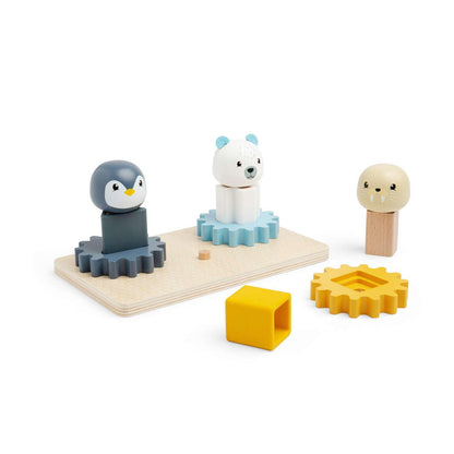 Bigjigs Toys Arctic Animal Cog Puzzles Board - 10-delig houten vorm-matching-spel, duurzame stukken hout met siliconenvormen, baby-peuter Montessori-speelgoed, cadeaus voor 1 2 3 jaar oud