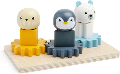 Bigjigs Toys Arctic Animal Cog Puzzles Board - 10-delig houten vorm-matching-spel, duurzame stukken hout met siliconenvormen, baby-peuter Montessori-speelgoed, cadeaus voor 1 2 3 jaar oud