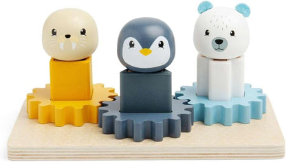 Bigjigs Toys Arctic Animal Cog Puzzles Board - 10-delig houten vorm-matching-spel, duurzame stukken hout met siliconenvormen, baby-peuter Montessori-speelgoed, cadeaus voor 1 2 3 jaar oud