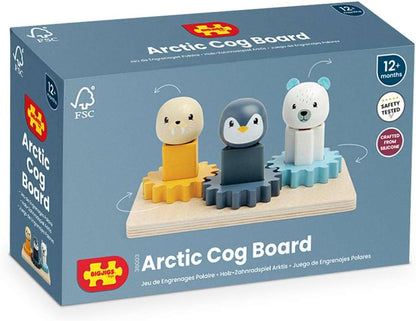 Bigjigs Toys Arctic Animal Cog Puzzles Board - 10-delig houten vorm-matching-spel, duurzame stukken hout met siliconenvormen, baby-peuter Montessori-speelgoed, cadeaus voor 1 2 3 jaar oud