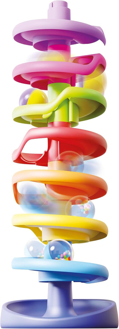 QUERCETTI Spiral Tower Super, kbaan voor kinderen met 7 spiralen en 1 stabiele basis, educatief spel voor kinderen 1+, stimuleert coördinatie en fijne motoriek, creatief speelgoed in meerkleurig
