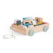 Bigjigs Toys FSC Certified Brick Pull Along Cart - Wooden Pull Along Wagon with Baby Blocks for 18 months +, Sustainable Pull Along Toy & Wooden Baby Walker, Educational Shape Game