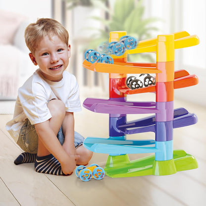 QUERCETTI - Flip Car Race Track Superbaan voor ks en auto's kinderen van 18 maanden + - Montessori-spel - creatief en educatief spel - cadeau voor jongens van 2 tot 3 jaar - speelgoed Made in