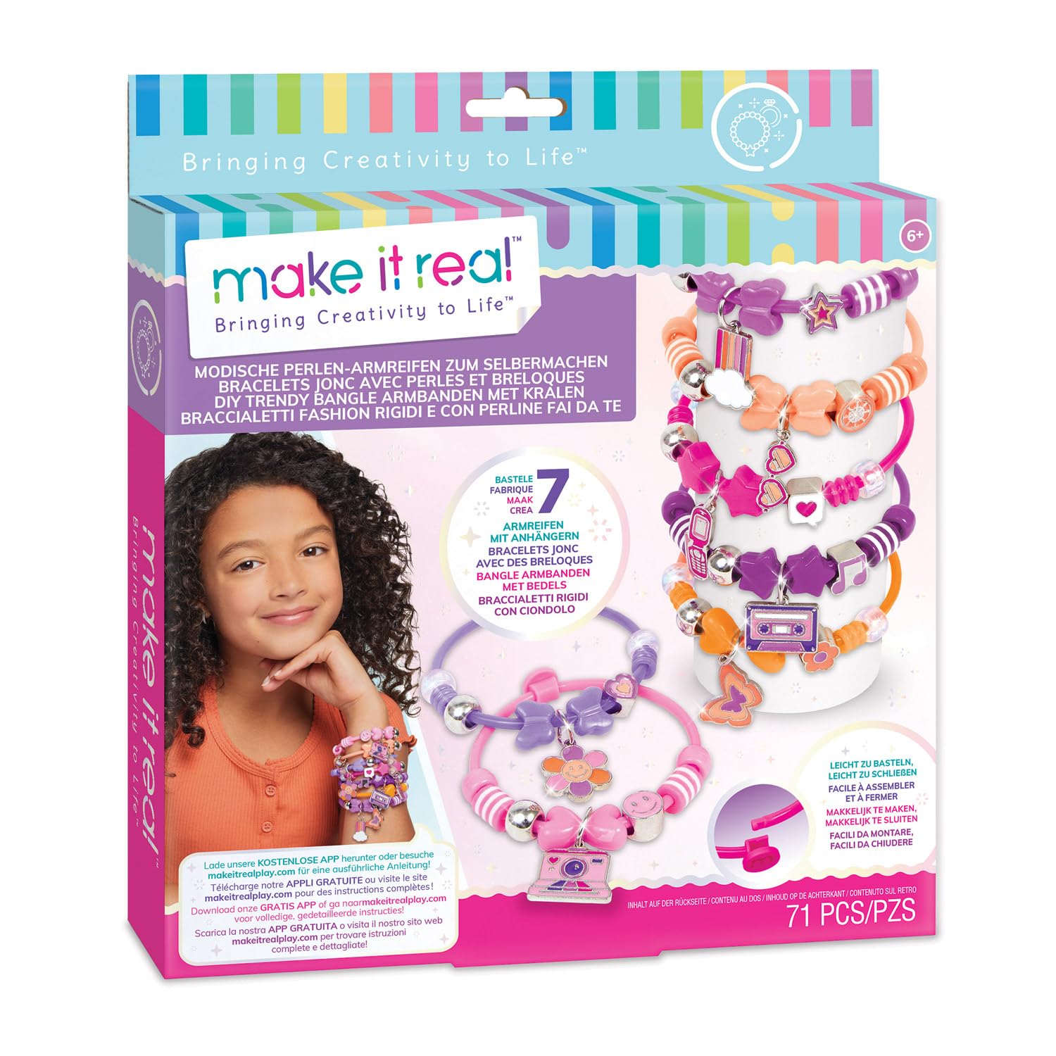 Make It Real 2901329 Fashion Armbandenset, doe-het-zelf sieradenset met modieuze parels, sieraden zelf knutselen, knutselset, creatieve kit voor kinderen