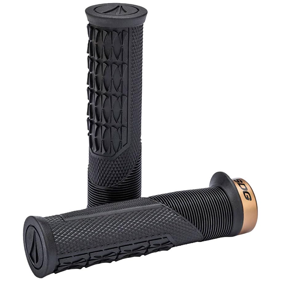 SDG Thrice OC Poignées de VTT verrouillables – Kashima noir, 135 mm, absorption des vibrations et design ergonomique pour enduro et trail