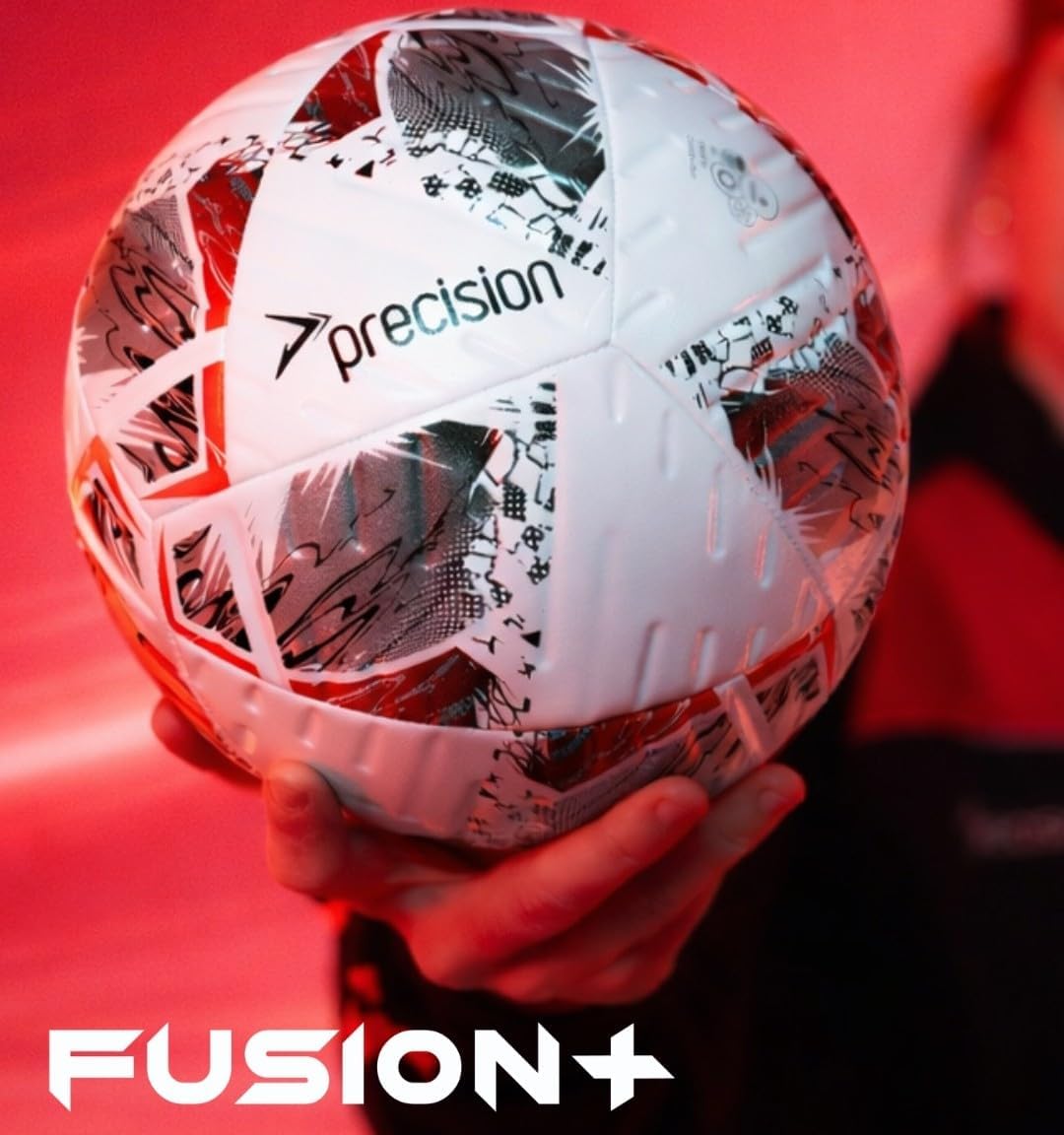 Precision Fusion Plus FIFA Basic Training Football, 12 Panel Textured TPU Match Ball, PU Sealed Seams, Grass 3G Astro