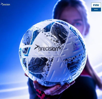 Precision Fusion Plus FIFA Basic Training Football, 12 Panel Textured TPU Match Ball, PU Sealed Seams, Grass 3G Astro