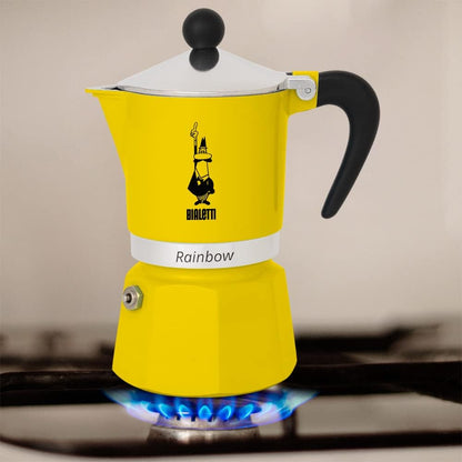 Bialetti 4983 Rainbow Caffettiera Colorata, Alluminio, Giallo, 6 Tassen, Gelb