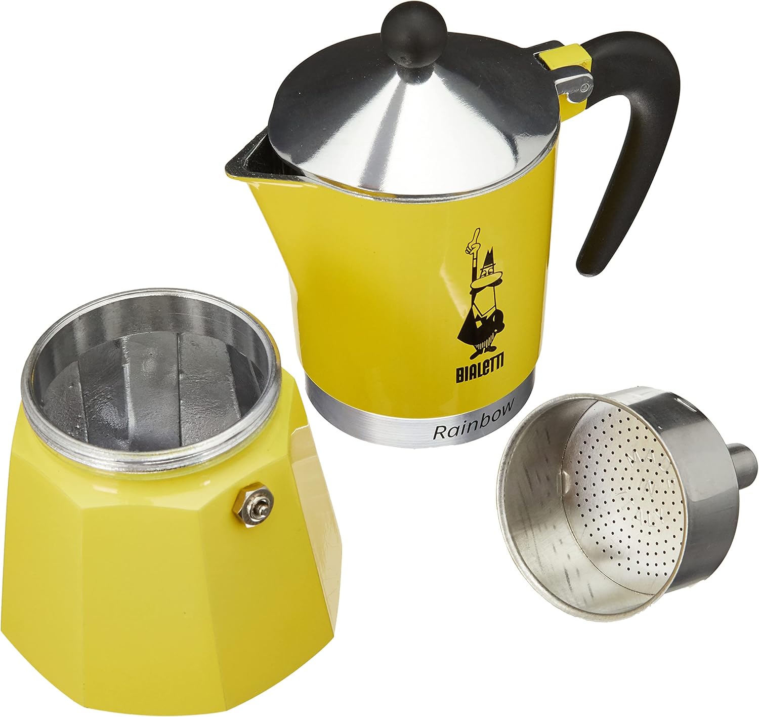 Bialetti 4983 Rainbow Caffettiera Colorata, Alluminio, Giallo, 6 Tassen, Gelb