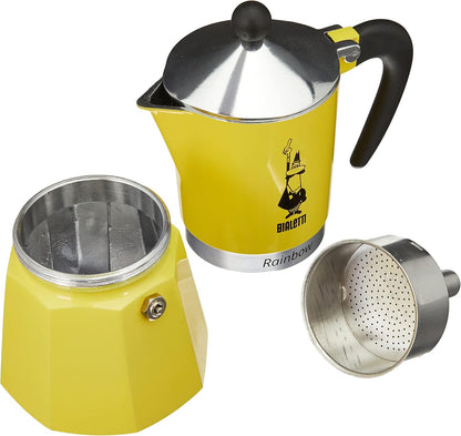 Bialetti 4983 Rainbow Caffettiera Colorata, Alluminio, Giallo, 6 Tassen, Gelb