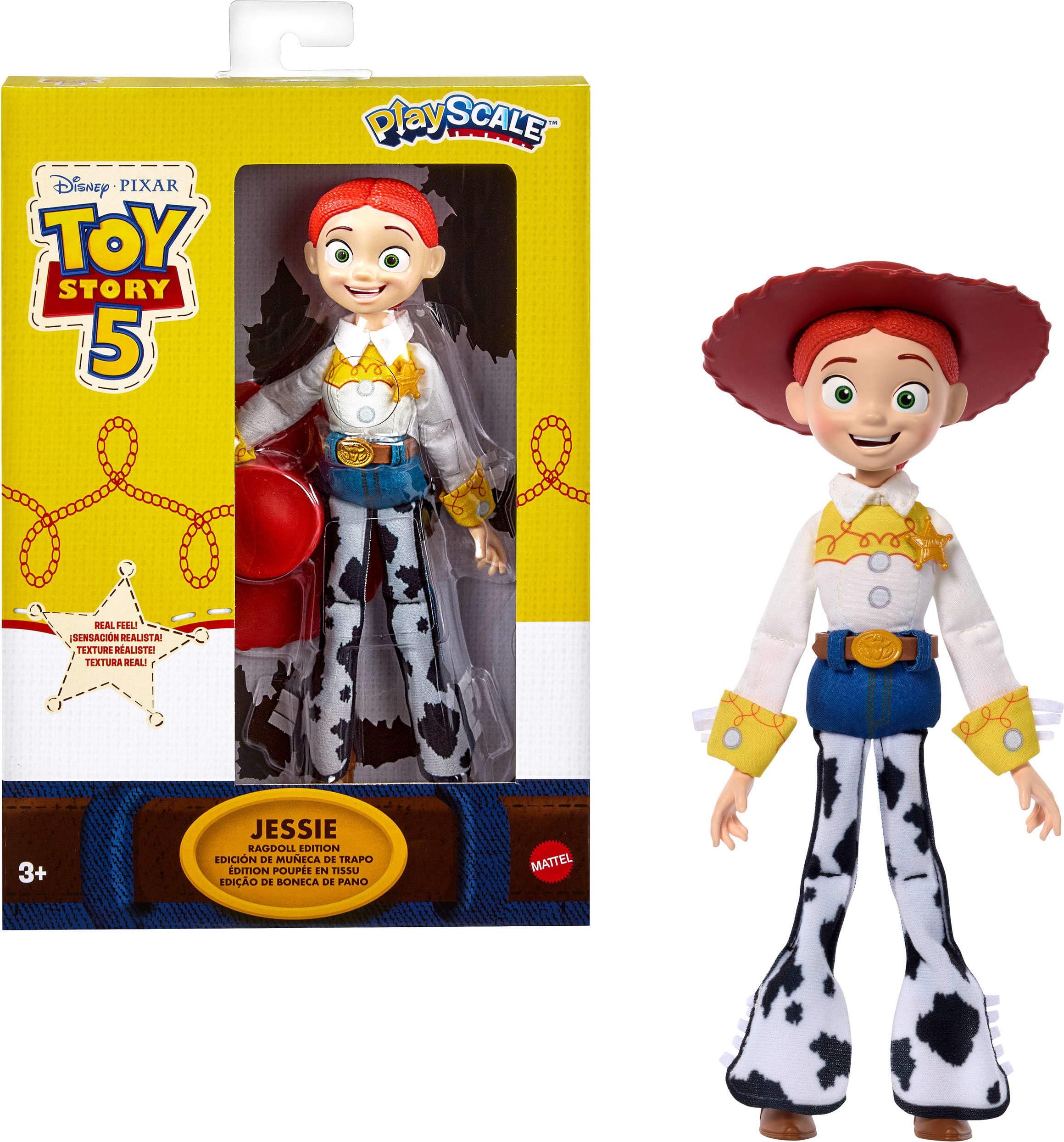 Mattel Disney Pixar Toy Story 5 Jessie - Bambola di straccio in scala da gioco, 17,8 cm, cowgirl dai capelli rossi, statuetta da collezione morbida e fedele al film