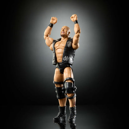 Mattel WWE Elite Actionfigur und Zubehörteile, Greatest Hits 2025, ca. 15 cm große Sammelfigur Stone Cold Steve Austin mit 25 Bewegungspunkten und austauschbaren Händen, JHT58