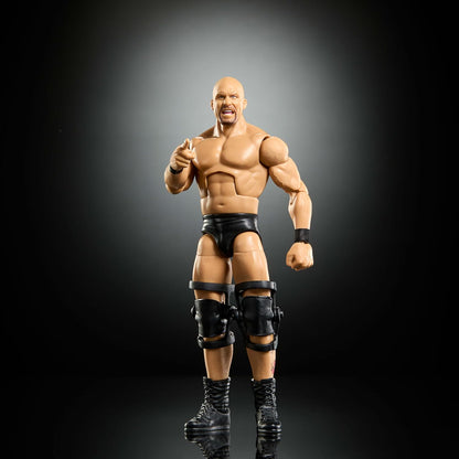 Mattel WWE Elite Actionfigur und Zubehörteile, Greatest Hits 2025, ca. 15 cm große Sammelfigur Stone Cold Steve Austin mit 25 Bewegungspunkten und austauschbaren Händen, JHT58