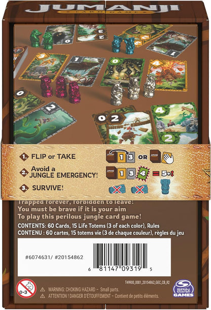 Spin Master Games, Jumanji Card Game, Experience the Thrilling Adventure Based on The Action-Comedy Movie, Take on Jungle Challenges for Kids, Adults & Family Game Night, 2-5 Players, for Ages 7 & Up