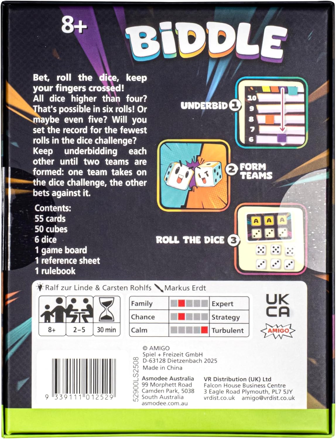 Biddle Semi-Cooperative Bluffing and Betting Card Game, for 2–5 Players, Ages 8+
