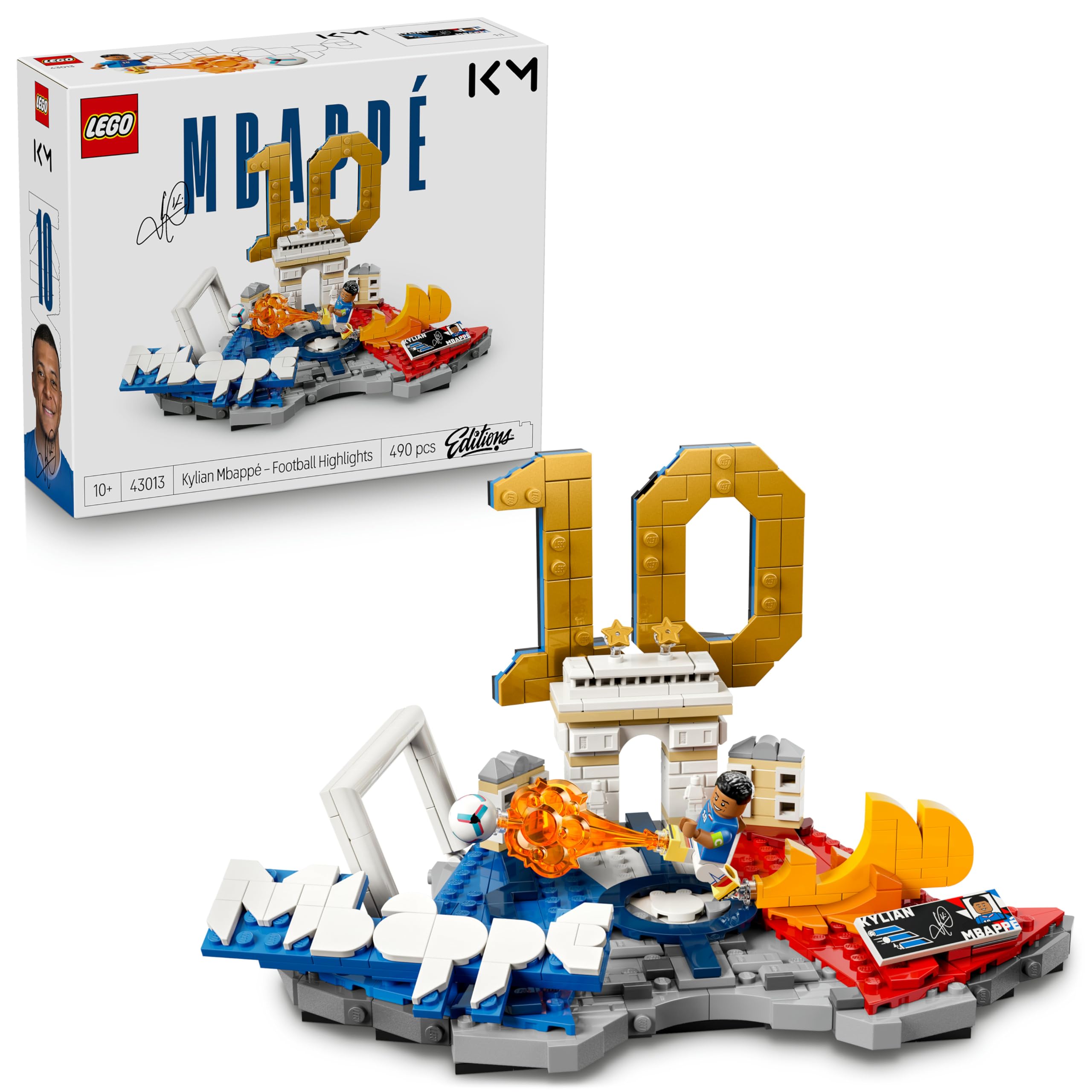 LEGO Editions Kylian Mbappé – Voetbalhoogtepunten - 3D-Bouwpakket voor Kinderen met Verzamelbaar Voetbalpoppetje - Kinderkamer Decoratie - Cadeau voor Jongens, Meisjes en Fans vanaf 10 Jaar 43013