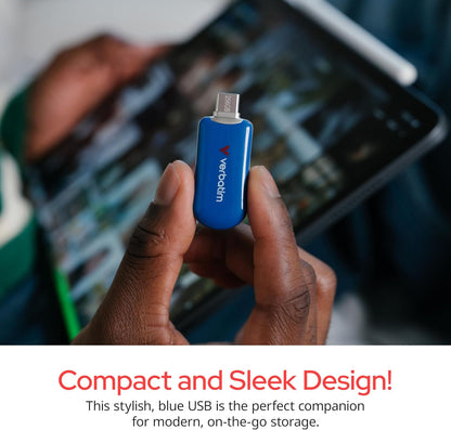 Verbatim Plectra USB-C Stick 128GB, 3.2 Gen 1 USB-C Flash Drive, Compact Memory Stick with up to 100MB/s, Memory for iPad, iPhone, Smartphone, Laptop, PC, Compatible with Mac/Windows