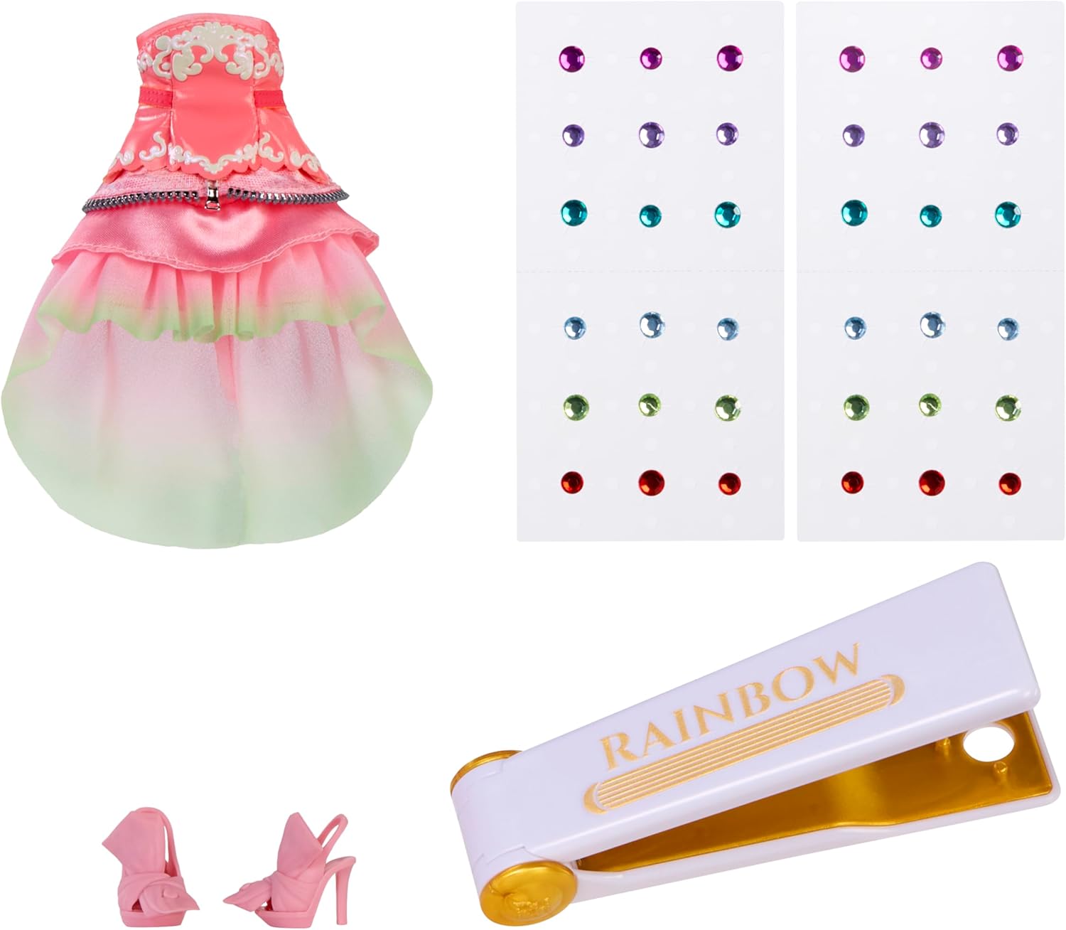 RAINBOW HIGH Be Dazzling - Adeline Rose - Muñeca de Moda Rosa de 28 cm con Herramienta para Deslumbrar, Gemas Brillantes y Accesorios de Estilismo