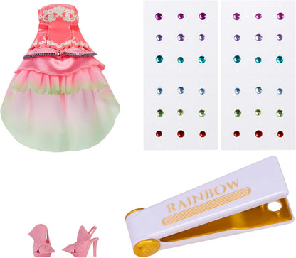 RAINBOW HIGH Be Dazzling - Adeline Rose - Muñeca de Moda Rosa de 28 cm con Herramienta para Deslumbrar, Gemas Brillantes y Accesorios de Estilismo