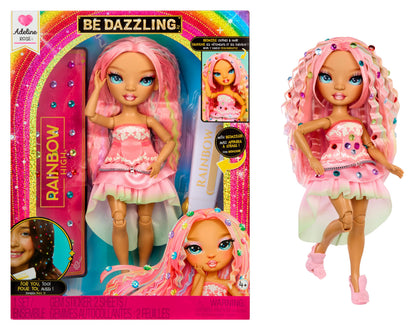 RAINBOW HIGH Be Dazzling - Adeline Rose - Muñeca de Moda Rosa de 28 cm con Herramienta para Deslumbrar, Gemas Brillantes y Accesorios de Estilismo
