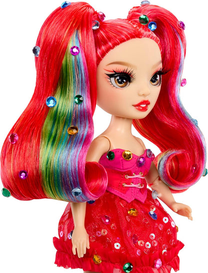 RAINBOW HIGH Be Dazzling - Vivienne Rouge - Muñeca de Moda Roja de 28 cm con Herramienta para Deslumbrar, Gemas Brillantes y Accesorios de Estilismo
