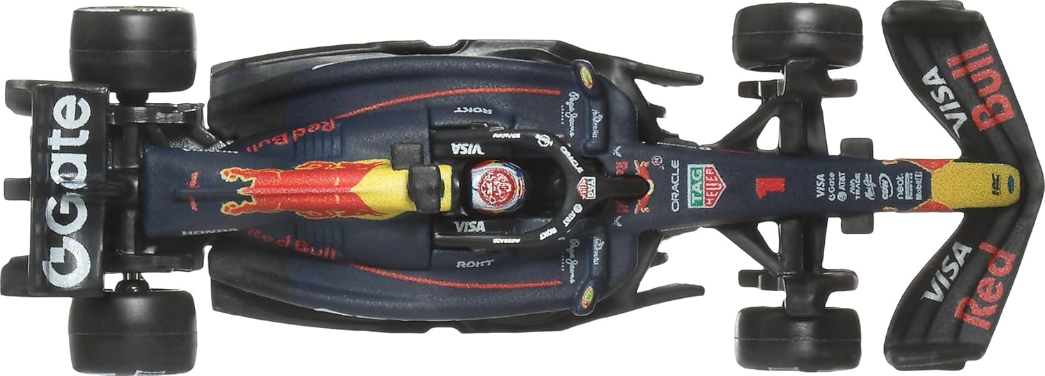 Hot Wheels 1:64 Scale Premium Die-Cast Oracle Red Bull Racing – Max Verstappen #1 Formula 1 Collectible Toy Race Car with Real Riders Tires & Metal/Metal Body & Chassis, JKD83